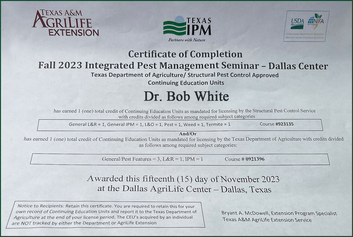 bob-white-ipm-certificate