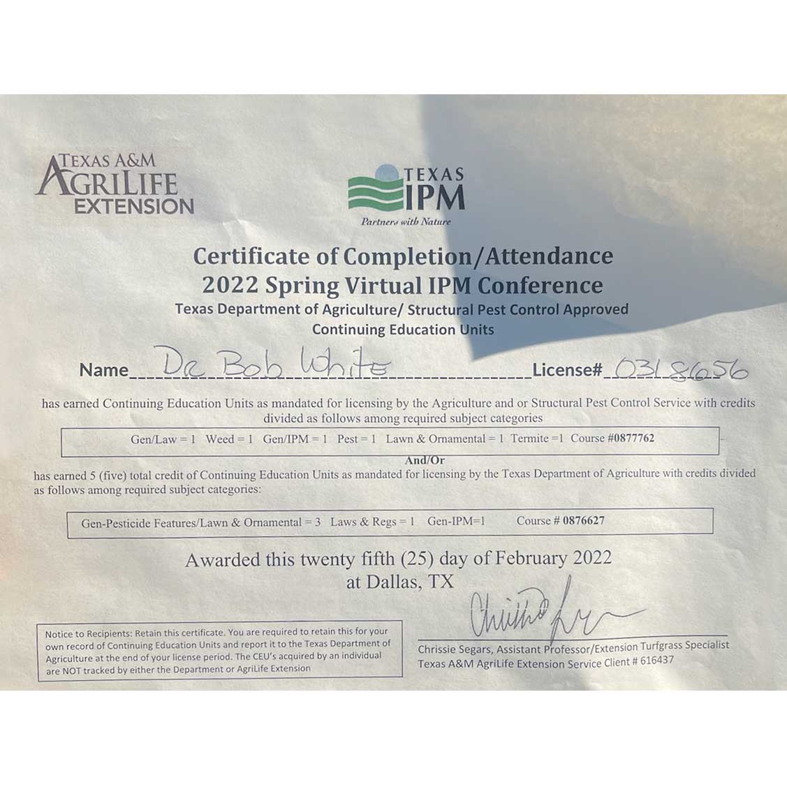 bob-white-ipm-certificate
